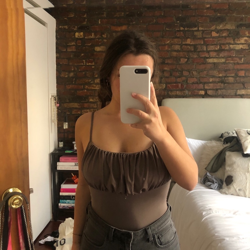 Missguided Ruched Brown Bodysuit